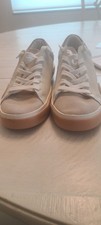 Dolce Vita Zina Leather Lace-Up Womens Sneakers White/Beige Suede Gum Sole 6.5