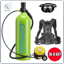 GOYOJO 3L Scuba Diving Kit Oxygen Tank Cylinder Underwater Breather +Glasses Set
