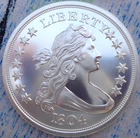 1 oz.  1804 LIBERTY BUST DOLLAR coin tribute silver BU round .999 fine silver