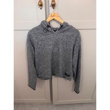Victoria's Secret PINK Grey Marl Cropped Hoodie Pullover Sweatshirt Women Medium