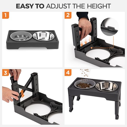 Cuencos elevados para perros con alimentador lento, 4 alturas ajustables elevadas para perros Sta... - Imagen 7 de 7
