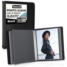 Art Portfolio Folder 8.5x11 Black 24 Pockets 48 Pages Acid-Free Poly Book