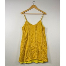 Altar'd State Mini Dress Women Size M Yellow Whimsical Lace Crochet Festival