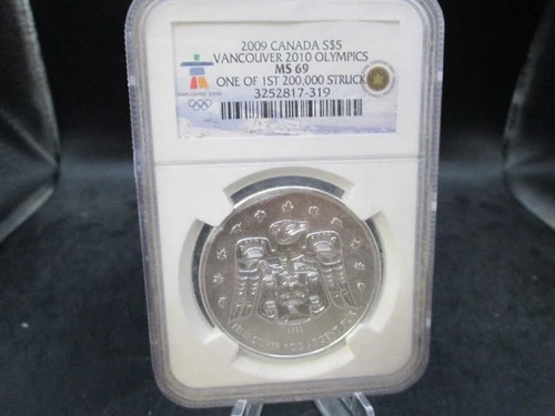 2009 Canada Maple Leaf Vancouver 2010 Olympics .9999 Silver 1oz. NGC MS 69