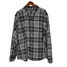Eddie Bauer Men's Gray Plaid Long Sleeve Button-Down Shirt 2XL