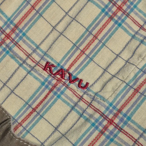 KAVU BUTTON UP LONG SLEEVE SHIRT GREEN MULTI PLAID MENS MEDIUM - Picture 10 of 16