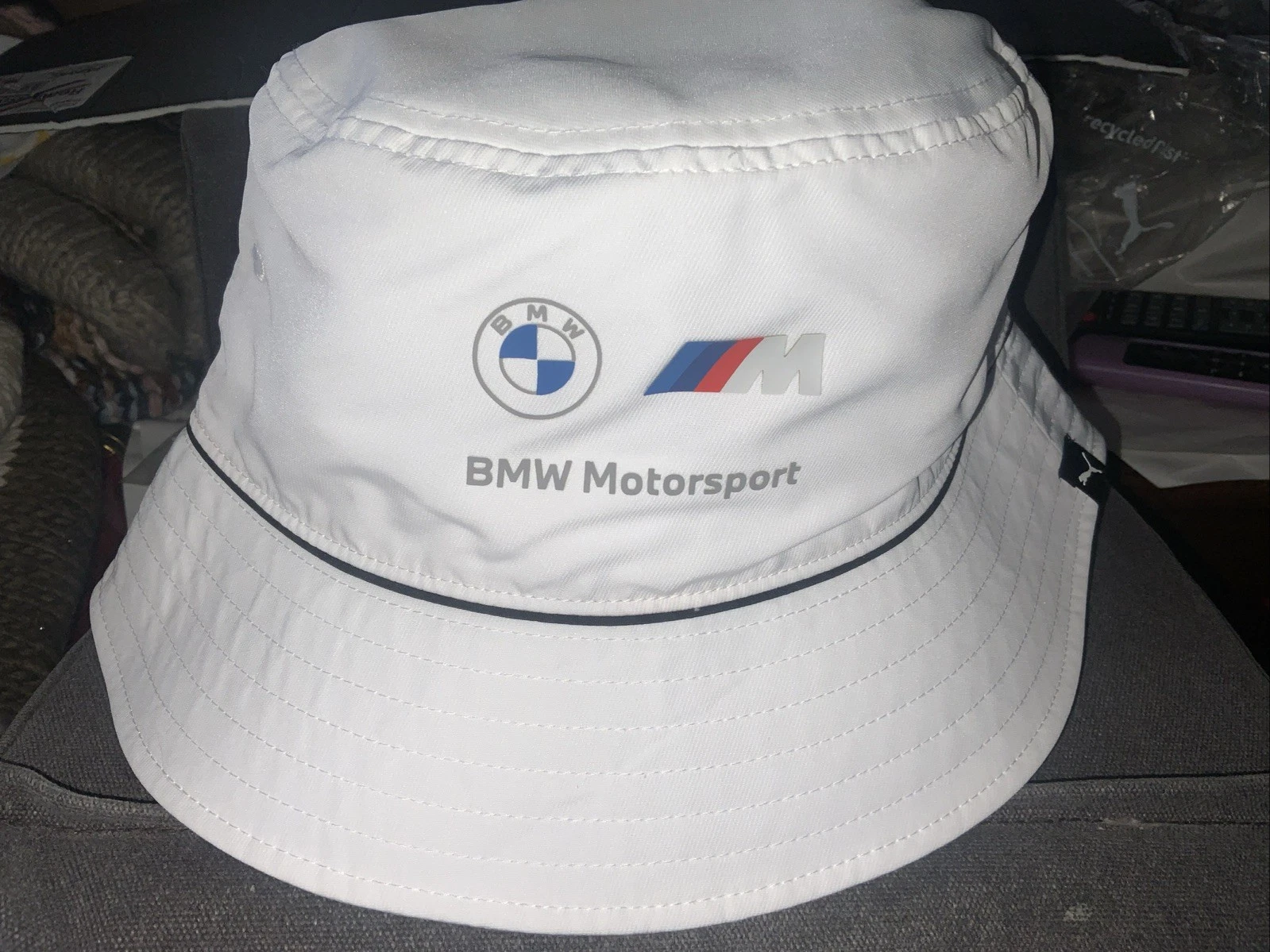 NWT PUMA BMW MMS Motorsport Bucket Hat - White- Adults Unisex Size L/XL