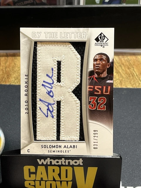 2010 SP Authentic By the Letter Letterman Patch #/299 Solomon Alabi Rookie Auto
