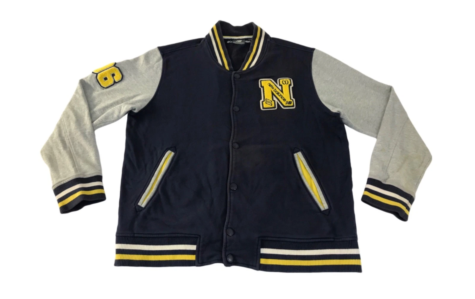 New Balance Embroidery Logo Snap Button Varsity Jacket Size XL E540