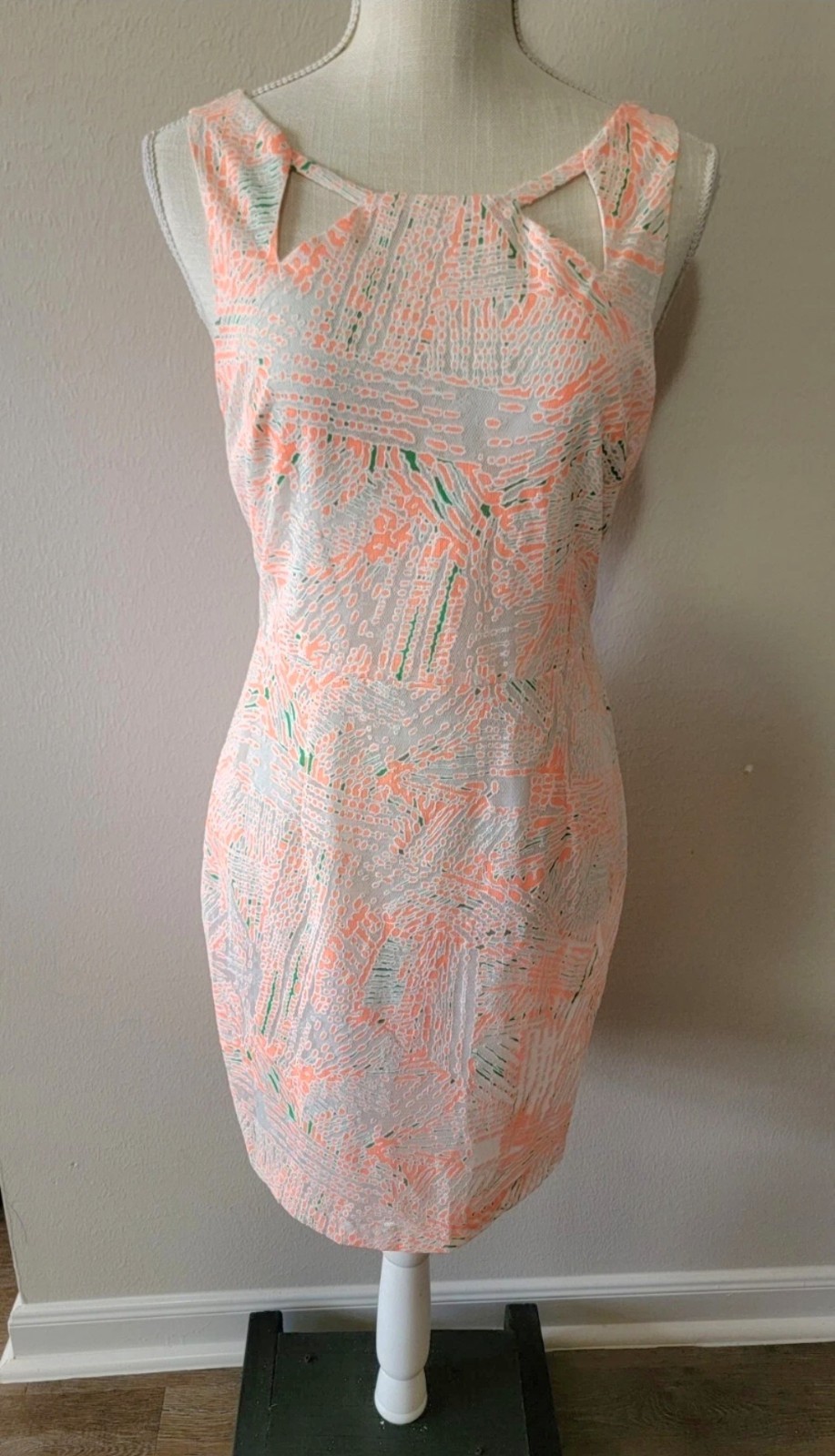 Neon Print Party Dress Small MM Couture Sleeveless Keyhole B