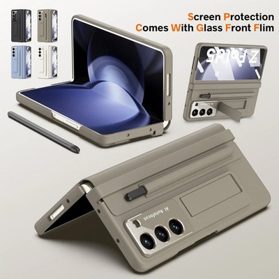 Für Samsung Z Fold 5/4 Scharnier Displayschutz Ständer Hülle mit Stiftfach + Stylus