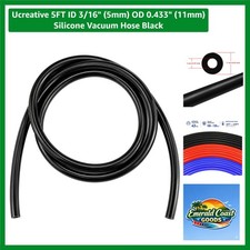 5FT ID 3/16" 5mm OD 0.433" 11mm Silicone Vacuum Hose Black