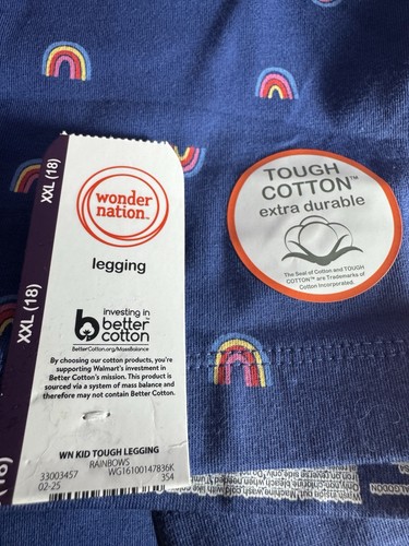 Wonder Nation Girls Tough Legging NWT SZ XXL (18) Blue Rainbows Casual - Picture 5 of 5