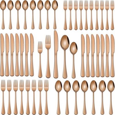 Rose Gold 30-Piece Flatware Sets Service For 6,Pink Silverware Set Includes K...