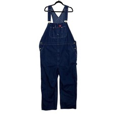 Dickies Bib Overalls Mens 46x30 Blue Denim Classic Dungarees Utility Workwear
