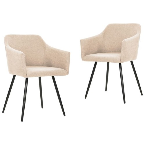 vidaXL Dining Chair Set of 2 Cream Fabric (100% polyester), Metal