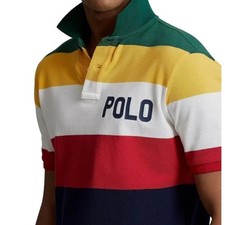 Polo Ralph Lauren Color Block Polo Shirt Mens 4XB Green Yellow White Red Navy