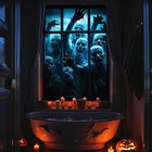 Halloween Window Cover Decorations, Fabric Scary Black and Blue