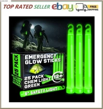 Military Grade Green Glow Sticks - 25 Pack - 12 Hour Bulk Tactical Light Sticks