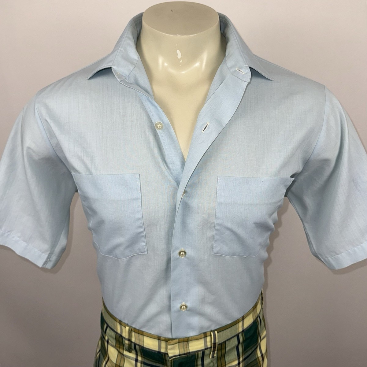 トップス 60s ARROW vintage cotton shirt Vtg 60s Arrow Sanforized Shirt Mens Tericota Perma Iron MCM Button