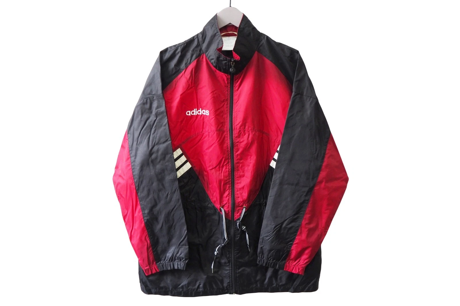 Vintage ADIDAS Jacket Full Zip Size L Red Black Sport Classic Windbreaker 90s