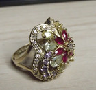 SETA Sterling Ring Gemstones & Butterfly Floral Gold Plated — photo 3