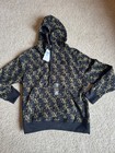 Nike Sportswear Club Monogram Hoodie Pullover Black FZ2230-010 Men's Size Medium