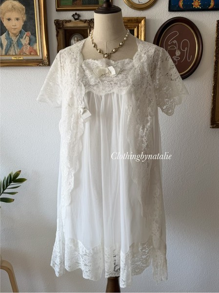 Vintage Bridal Mini Peignoir Set Size S-Excellent Cond*No US Shipping*