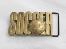 Soccer Ball Belt Buckle Sollid Brass Vintage 1978 Baron Buckle Soccer Fans 3.25"
