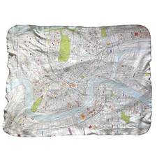 36"x28" Organic Cotton Knit Baby Blanket with New Orleans Map Print