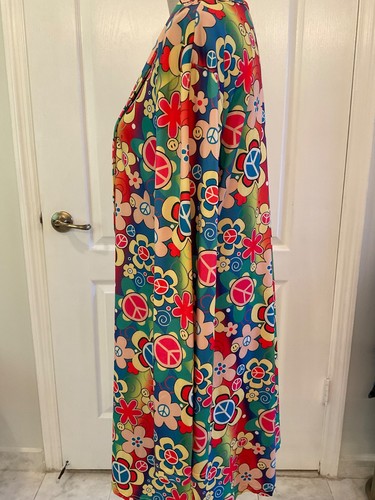 Vintage Unbranded 70's Multi Colored Poet Sleeve Mini Dress Size XXL - Picture 3 of 6