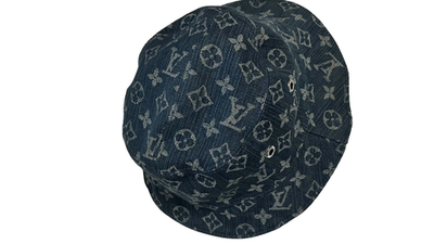 $350 LOUIS VUITTON Unisex Cotton Denim LV Monogram Bucket Hat
