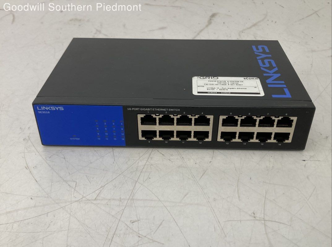 LINKSYS SE3016 16-Port Gigabit Ethernet Switch - Tested. Available Now for $17.99
