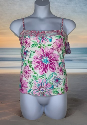 Nwt Stella Parker Floral Bandeau Tankini Swim Top Adjustable Straps Size Large