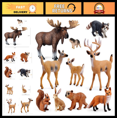 10pcs Woodland Animal Figurines Set, Mini Forest Creatures Cake Toppers, Toys