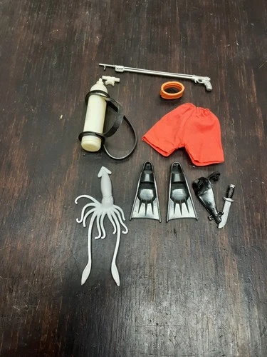 1970's GI Joe Adventure Team Diver Distress Set - with Rare Original Squid!