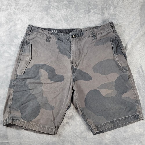 Volcom Shorts Herren Größe 34 grau Cargo Camouflage verstellbare Taille Limbo Lambo Knopf - Bild 1 von 23