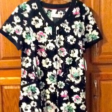 NWT white cross floral scrub top size medium