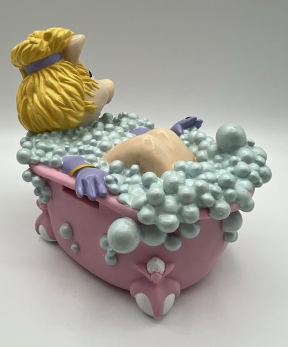 Vintage Jim Henson's Miss Piggy Taking Bubble Bath Vinyl Piggy Bank by Applause - Picture 7 of 14