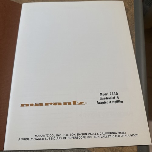 Original Marantz 2440 Quadradial Adapter Amplifier Manual & Schematic Diagram! - Picture 3 of 13