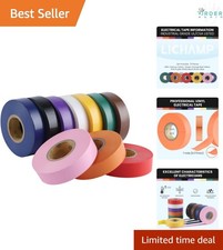 Colored Electrical Tape Waterproof 3/4in x 66ft 10 Pack Vinyl Insulation