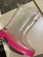 American Girl Wellie Wishers Clear Pink Rain Boots Wellies Girls Size 1/2