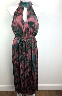 keyhole halter dress Pleated Sleeveless Maxi Dress Black / 16 main image 0