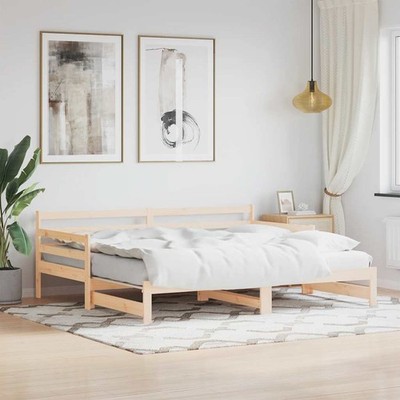 Tagesbett Ausziehbar Schlafsofa Bett Sofa Gästebett Massivholz Kiefer vidaXL