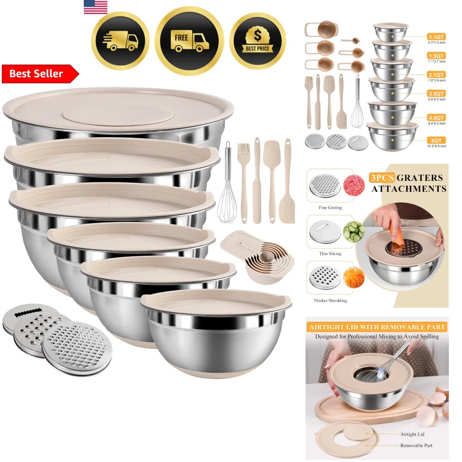 Mixing Bowls with Airtight Lids Set, 20 PCS Kitchen Gadgets Set, 6 Stainless ...
Opens in a new wind