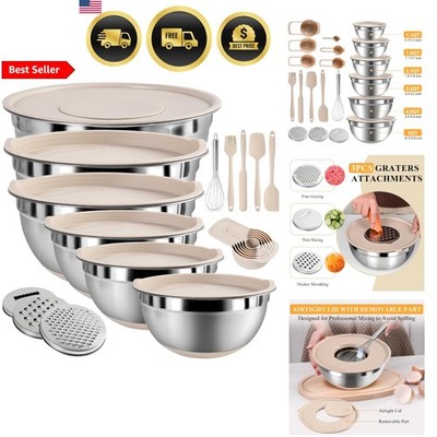 Mixing Bowls with Airtight Lids Set, 20 PCS Kitchen Gadgets Set, 6 Stainless ...