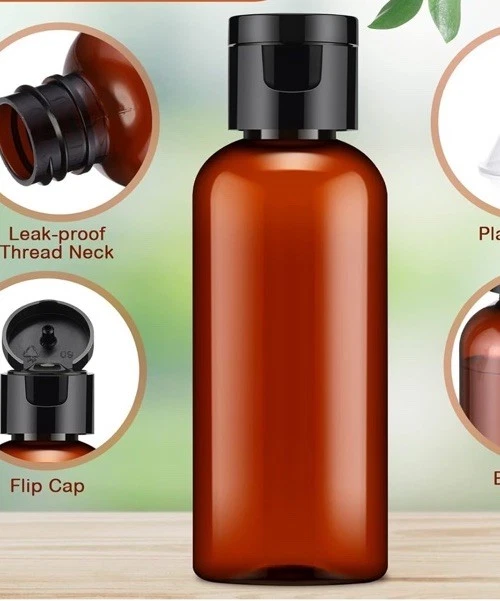 2 oz Amber Bullet Plastic Bottle 12 bottles & NATURAL DISC Lids -FREE SHIP - Image 4 of 4