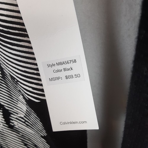 Calvin Klein CK Womens Medium Black & White Sweater 100% Cotton Textured Floral - Picture 3 of 14