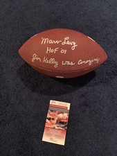 Marv Levy Signed Football, Amazing Inscription, Jim Kelly Was Amazing JSA Bills