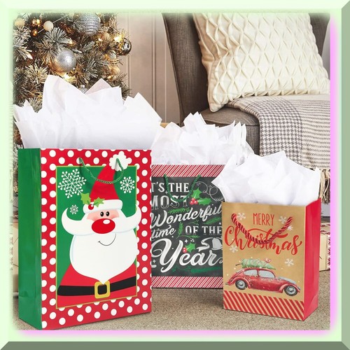Holiday Gift Wrap Bundle: 24 Bulk Paper Bags with Handles & - Bild 3 von 7